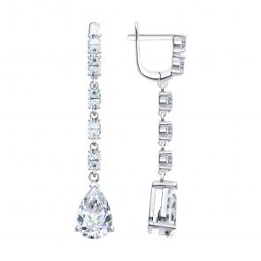 Серебряные серьги SOKOLOV с фианитом 94026559-91 фото