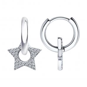 Серебряные серьги SOKOLOV с фианитом 94026574-91 фото