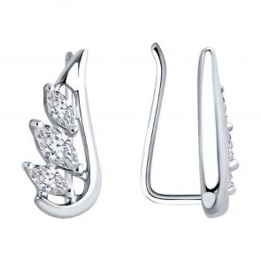 Серебряные серьги SOKOLOV с фианитом 94026579 фото