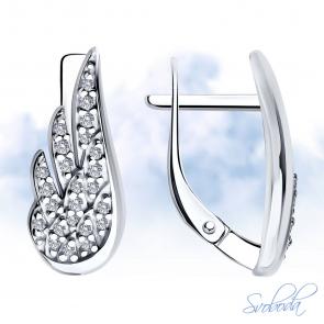 Серебряные серьги SOKOLOV с фианитом 94026611 фото