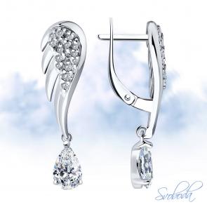 Серебряные серьги SOKOLOV с фианитом 94026613 фото