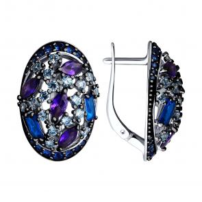 Серебряные серьги SOKOLOV с фианитом 94026617 фото