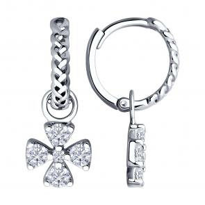 Серебряные серьги-трансформеры SOKOLOV с фианитом 94026618 фото