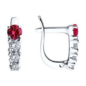 Серебряные серьги SOKOLOV с фианитом и кристаллом Swarovski 94026623 фото