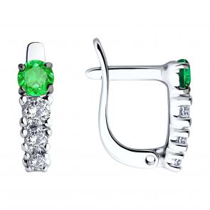 Серебряные серьги SOKOLOV с фианитом и ювелирным кристаллом 94026625 фото