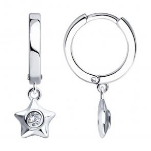 Серебряные серьги SOKOLOV с фианитом 94026628 фото