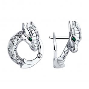 Серебряные серьги Символ года Дракон SOKOLOV с фианитом 94026631-91 фото