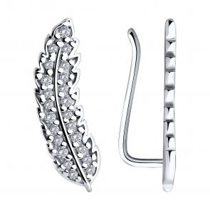 Серебряные серьги SOKOLOV с фианитом 94026632 фото