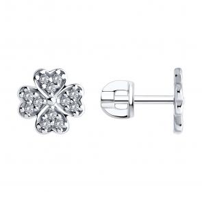 Серебряные серьги SOKOLOV с фианитом 94026642 фото