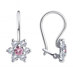 Серебряные серьги SOKOLOV с фианитом 94026645 фото