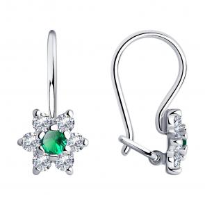 Серебряные серьги SOKOLOV с фианитом 94026646 фото