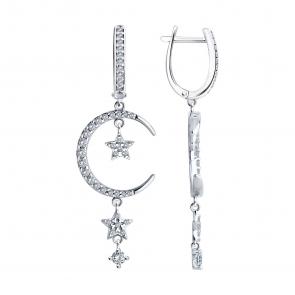 Серебряные серьги SOKOLOV с фианитом 94026649 фото