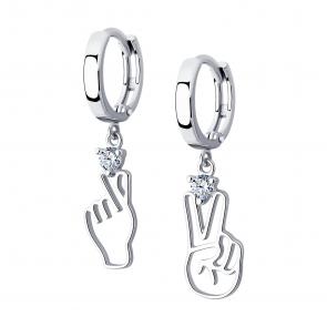 Серебряные серьги SOKOLOV с фианитом 94026655 фото