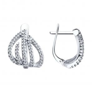 Серебряные серьги SOKOLOV с фианитом 94026660 фото