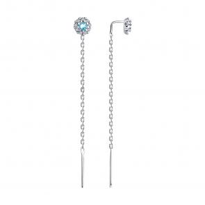 Серебряные серьги SOKOLOV с фианитом 94026663 фото