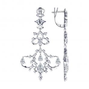 Серебряные серьги SOKOLOV с фианитом 94026668 фото