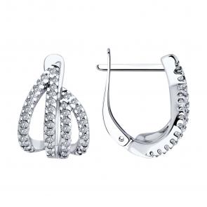 Серебряные серьги SOKOLOV с фианитом 94026674 фото