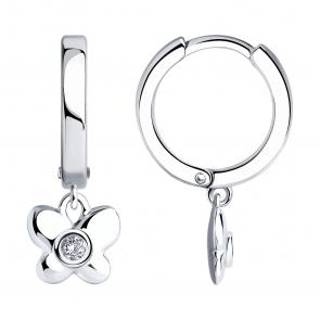 Серебряные серьги SOKOLOV с фианитом 94026676 фото