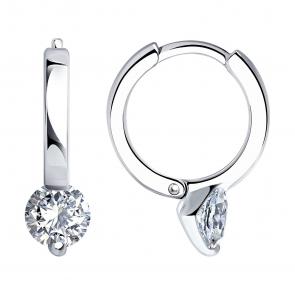 Серебряные серьги SOKOLOV с фианитом 94026684 фото