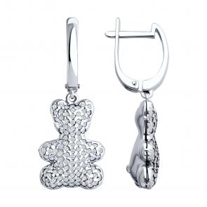 Серебряные серьги SOKOLOV с фианитом 94026685 фото