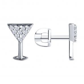 Серебряные серьги SOKOLOV с фианитом 94026688 фото