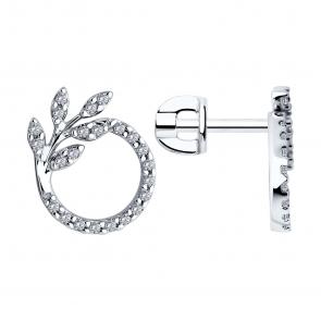 Серебряные серьги SOKOLOV с фианитом 94026690 фото