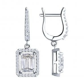 Серебряные серьги SOKOLOV с фианитом 94026693 фото