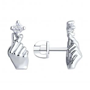 Серебряные серьги SOKOLOV с фианитом 94026697 фото