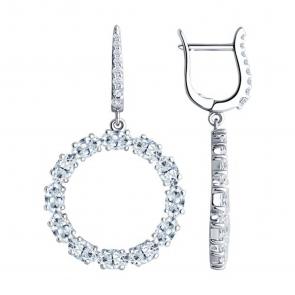 Серебряные серьги SOKOLOV с фианитом 94026698 фото