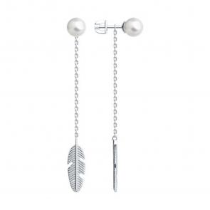 Серебряные серьги-трансформеры SOKOLOV с жемчугом 94026702 фото