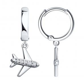 Серебряные серьги SOKOLOV с фианитом 94026703 фото