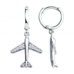 Серебряные серьги SOKOLOV с фианитом 94026710 фото