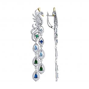 Серебряные серьги SOKOLOV с фианитом 94026717 фото