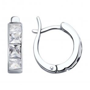 Серебряные серьги SOKOLOV с фианитом 94026724 фото