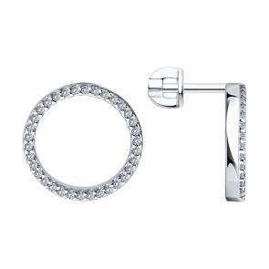 Серебряные серьги SOKOLOV с фианитом 94026738 фото