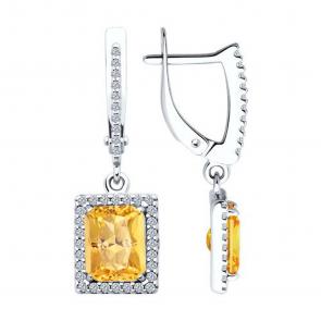 Серебряные серьги SOKOLOV с фианитом 94026753 фото