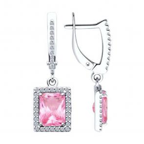 Серебряные серьги SOKOLOV с фианитом 94026754 фото