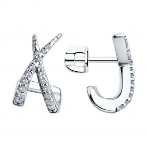 Серебряные серьги SOKOLOV с фианитом 94026757 фото