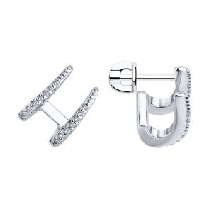 Серебряные серьги SOKOLOV с фианитом 94026758 фото