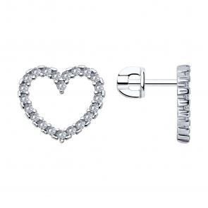 Серебряные серьги SOKOLOV с фианитом 94026760 фото