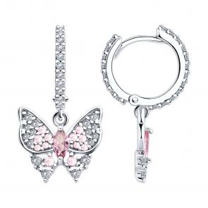 Серебряные серьги SOKOLOV с фианитом 94026765 фото