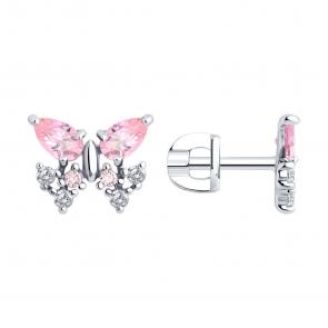 Серебряные серьги SOKOLOV с фианитом 94026767 фото