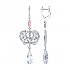 Серебряные серьги SOKOLOV с фианитом 94026770 фото