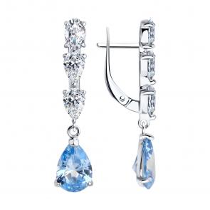 Серебряные серьги SOKOLOV с фианитом 94026774 фото