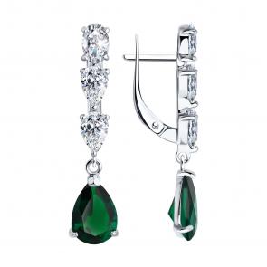 Серебряные серьги SOKOLOV с фианитом 94026775 фото