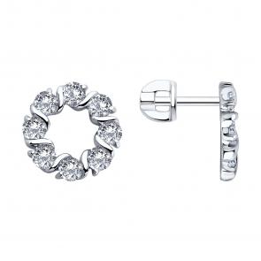 Серебряные серьги SOKOLOV с фианитом 94026783 фото