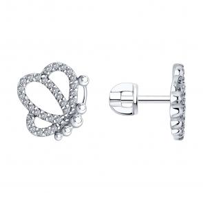 Серебряные серьги SOKOLOV с фианитом 94026784 фото