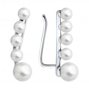 Серебряные серьги SOKOLOV с жемчугом 94026789 фото