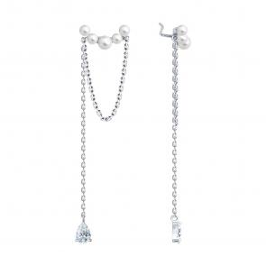 Серебряные серьги SOKOLOV с фианитом и жемчугом 94026792 фото