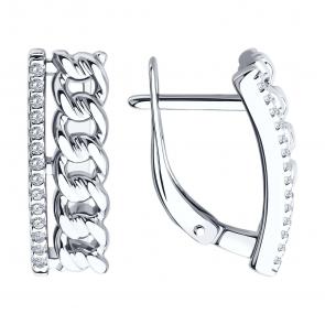 Серебряные серьги SOKOLOV с фианитом 94026798 фото